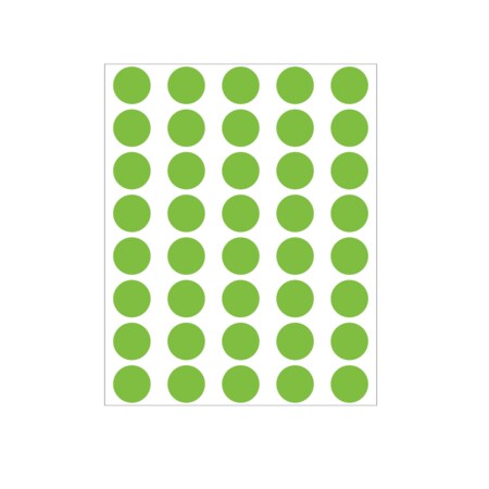 Nevs 1/2" Color Coding Dots Green - Sheet Form DOT-12M Green